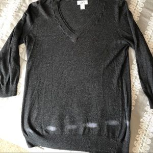 Gray V Neck Sweater